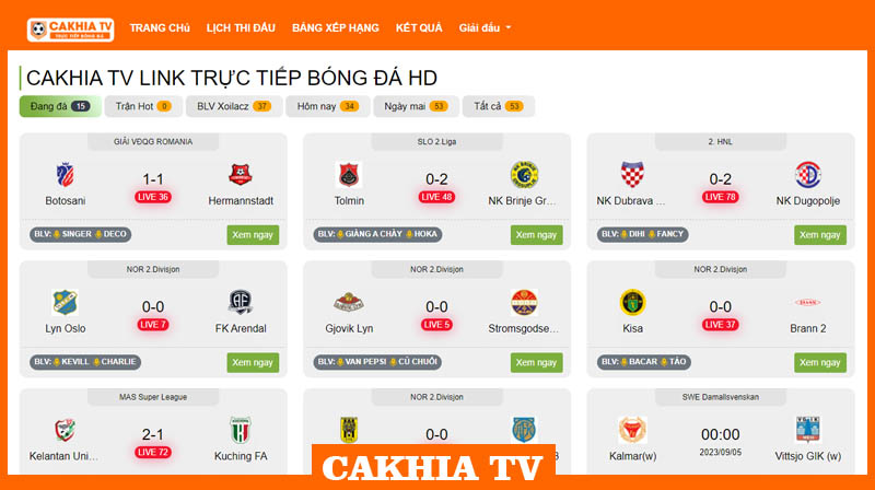 Cakhia TV có lịch thi đấu tai rõ ràng và được cập nhật liên tục